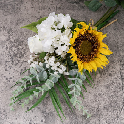 Stunning Home Decor: Realistic Artificial Flower Bouquet with Hydrangeas, Sunflowers, and Roses - Perfect for Weddings, Special Events, and Everyday Elegance - CF8001-2