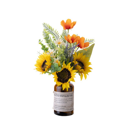 Sunshine Springtown Faux Sunflower Bouquet - Perfect for Home Decor & Wedding Celebrations - Vibrant Wall Decor & Handheld Floral Arrangement - Model CF01382