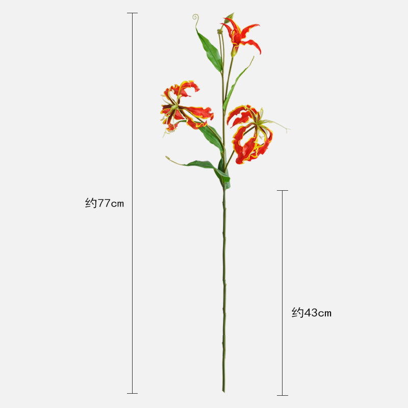 Realistic Artificial Lily Flower Arrangement - Perfect for Home Decor, Weddings, and Elegant Event Styling | Beautiful Flame Lily Faux Flowers