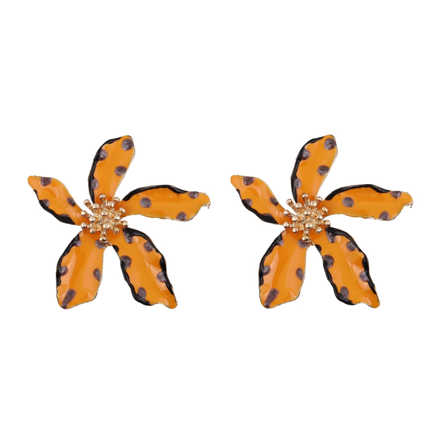 Chic and Unique Drop Oil Flower Earrings - Bold Polka Dot Alloy Jewelry for Women