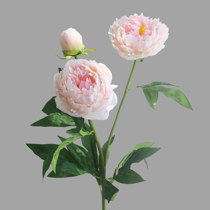 Elegant Faux Peony Flowers for Nordic Style Living Room & Dining Table Decor - Luxurious Three-Headed Blooming Peony Arrangement for a Chic Aesthetic