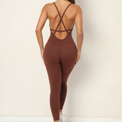 Seamless V Neck Bodycon Backless Yoga Jumpsuit for Women for Running Gym Workouts Yoga Sessions Enhance Your Comfort Style