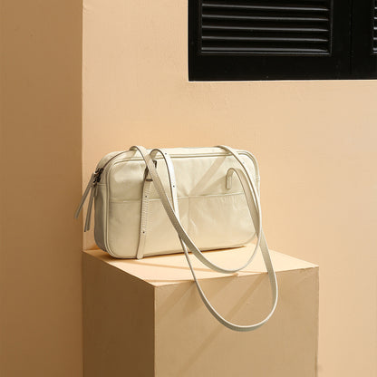 Women's Genuine Leather Tote Bag Large Capacity Waxed Oil Leather Shoulder Bag for Everyday Office Use