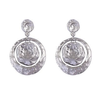Chic Vintage-Inspired Geometric Hammered Textured Round Dangle Earrings - Effortlessly Stylish and Versatile for Every Occasion