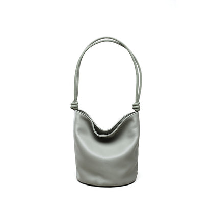 Spring One Shoulder Bag for Women Grain Leather Crossbody Bucket Bag