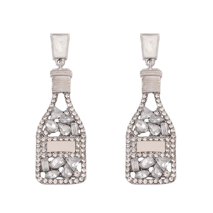 Elegant Resort-Inspired Versatile Earrings with Rhinestone-Embellished Pearl-Inspired Perfume Bottle Design