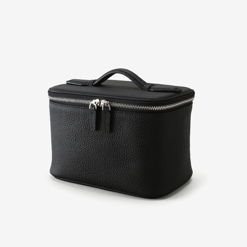 Full Grain Leather Makeup Bag Large Capacity Travel Toiletry Organizer Versatile Portable Genuine Leather Storage Pouch