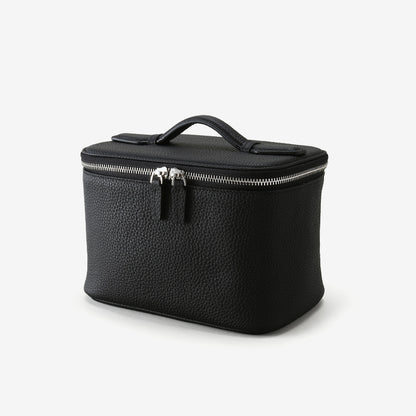 Full Grain Leather Makeup Bag Large Capacity Travel Toiletry Organizer Versatile Portable Genuine Leather Storage Pouch