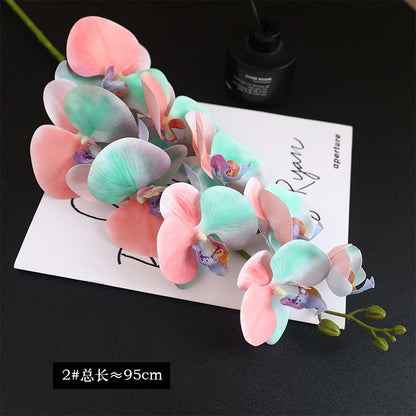 Realistic 3D Printed 9-Head Macaron Phalaenopsis Orchid - Elegant Luxury Home Décor Floral Arrangement for Stylish Model Rooms