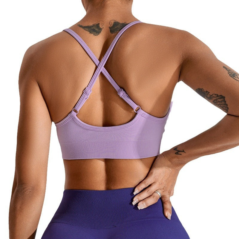 High Intensity Yoga Sports Bra Supportive Shock Absorbing Cross Back Design for Comfort Quick Drying Fitness Apparel for Running and Workout Sessions