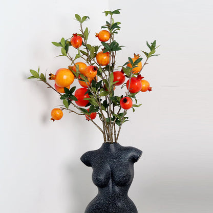 Realistic Pomegranate Branch with 6 Fruit Heads and Leaves - Perfect for Home Decor, Hotels, and Retail Spaces - Ideal Soft Decoration and Photography Prop