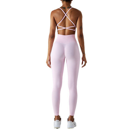 Seamless Yoga Outfit for Women High Waisted Leggings Beautiful Back Tank Top for Comfort and Flexibility