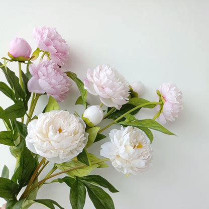 High-Quality Artificial Peony Bouquets - 3-Head Realistic Floral Arrangements for Home Décor and Stylish Model Room Styling