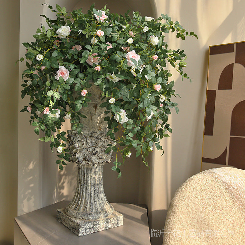 Realistic Artificial Rose Vine Wall Décor - Perfect for Enhancing Backgrounds, Airbnb Aesthetic, and Climate Control Masking