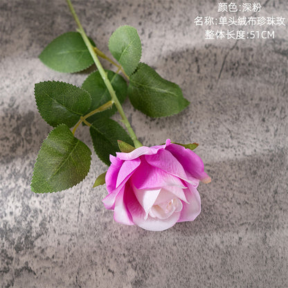 Luxurious Velvet Rose INS Pearl Faux Flower for Home Decor - Perfect for Holidays, Weddings, and Wall Decorations - MW03339