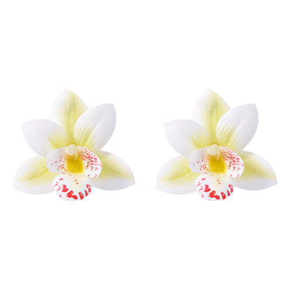 Exaggerated Personality Artificial Fabric Orchid Flower Multi-Layer Earrings for Women - Perfect for Everyday Commuting and Vacation Wear