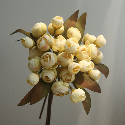 Charming Tea Rose Silk Flowers - Realistic Artificial Bouquets for Fresh and Elegant Living Room Decor