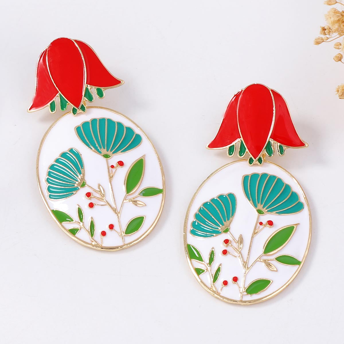 Elegant Minimalist Alloy Drop Oil 3D Floral Earrings - Unique Design for Effortless Style and Versatile Everyday Wear