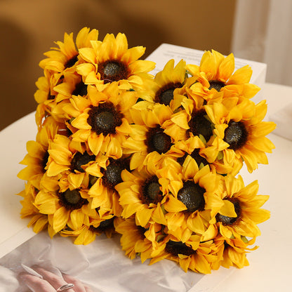 Realistic 6-Head Artificial Sunflower Bouquet – Perfect for Photography Props, Home Decor, Hotel Displays, and Brightening Up Any Space