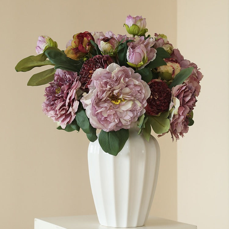 Luxurious European-Style Home Decor Faux Peony Bouquet - Elegant Double-Headed Artificial Flowers for Timeless Floral Beauty