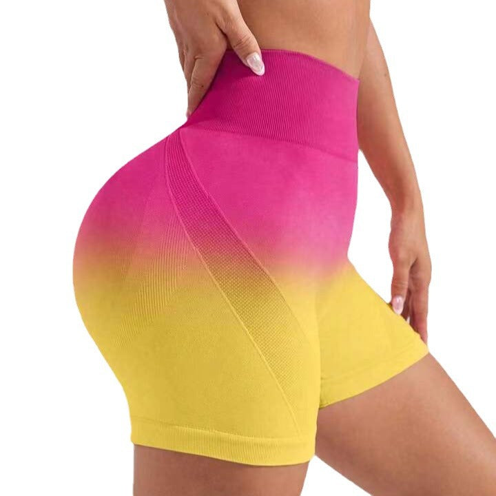 Seamless Hollow Out Gradient Yoga Shorts for Women High Waist Peach Lift Design for Fitness and Outdoor Activities in 3 Inch Length