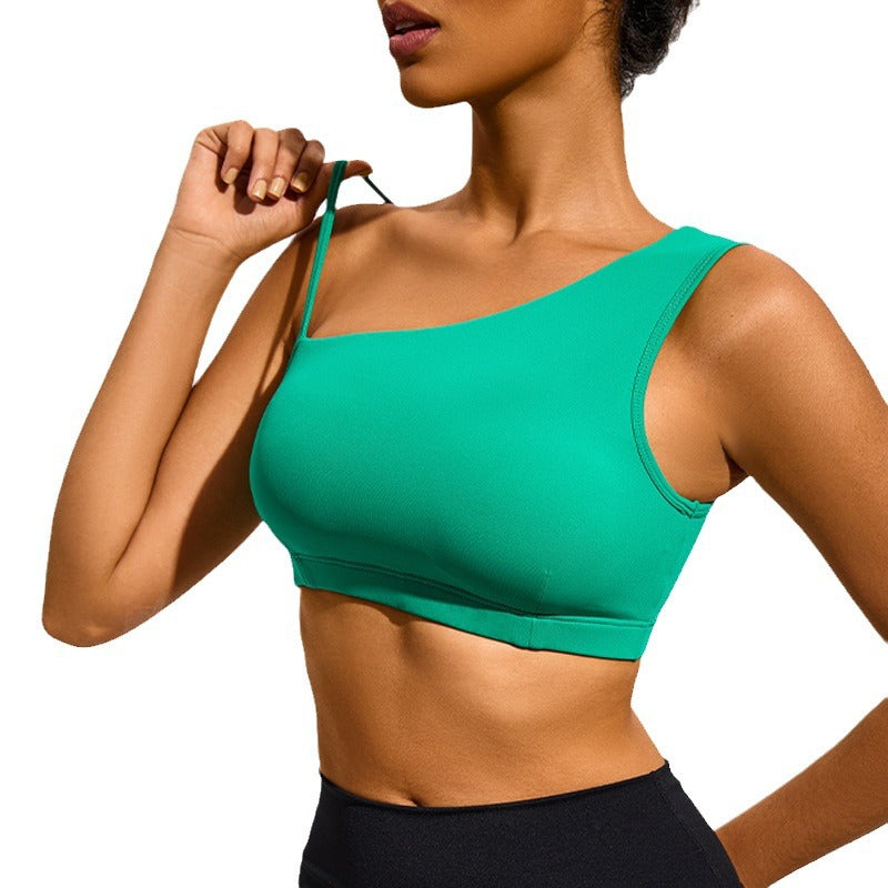 Chic Asymmetrical Sports Bra Yoga Top Quality Workout Clothing for Fitness Running and Dance