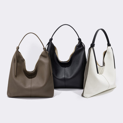 Large Capacity Tote Bag Unique Design with Grain Leather Versatile Shoulder Bag for Everyday Use