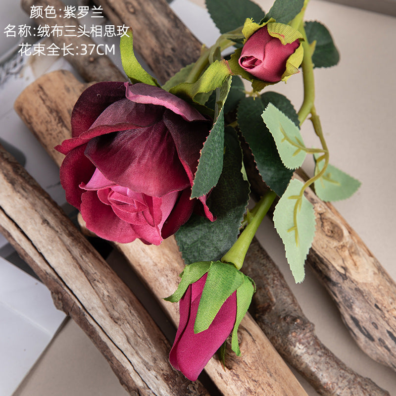 Luxury Velvet Simulated Rose - Elegant Faux Floral Arrangement for Weddings & Home Décor – Perfect Silk Flower Decoration MW03334