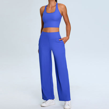 Women's Strappy Back Yoga Set Ribbed Casual Activewear for Comfortable Studio Fitness Sessions