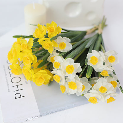 Luxurious Silk Daffodil Faux Flowers - Elegant Nordic Home Décor for Window Display and Soft Furnishings