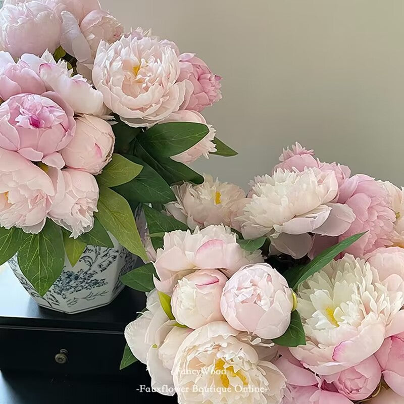 High-Quality Realistic Peony and Blossom Fake Flowers - Perfect for Living Room, Bedroom, and Dining Table Decor; Adds Elegance and Durability to Any Space