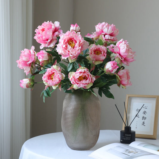 Realistic 3-Head Peony Fake Flowers for Wedding Decorations – Stunning Floral Arrangements for Home Décor and Living Room Accents