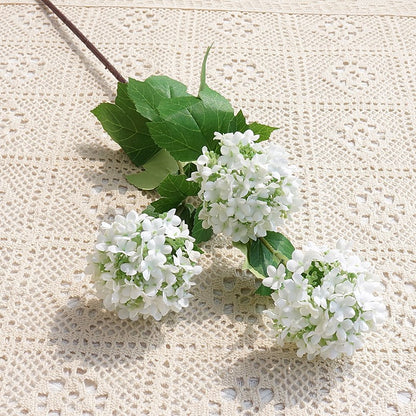 Elegant Nordic Home Décor: Realistic Hydrangea Faux Flowers - Triple Bloom Snowball Arrangement for Dining Room, Weddings, and Soft Furnishings