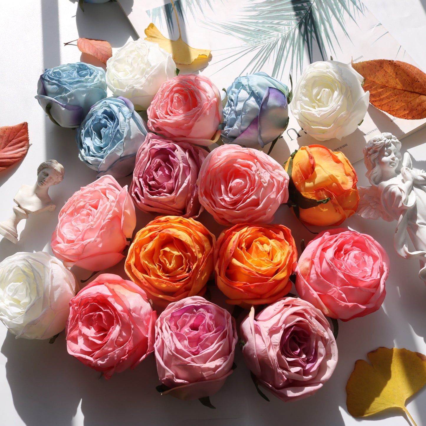 Stunning Edge-Trimmed Faux Rose Heads - Eternal Long-Lasting Roses for DIY Wedding Décor and Floral Arrangements - Perfect for Events and Special Occasions