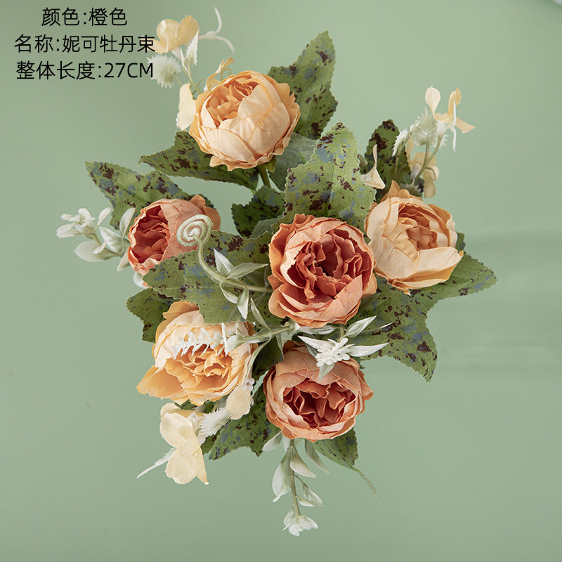 Beautiful Faux Peony Flower Bouquet for Home Décor - Perfect for Weddings, Events, and Wall Decorations - MW55503