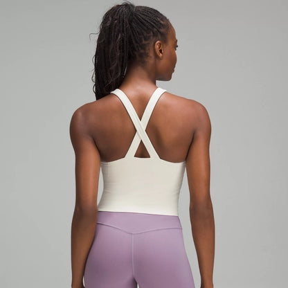 Cross Back Hollow Out Bodysuit Tank Top Versatile Women's Yoga Sports Bra for Comfort and Style