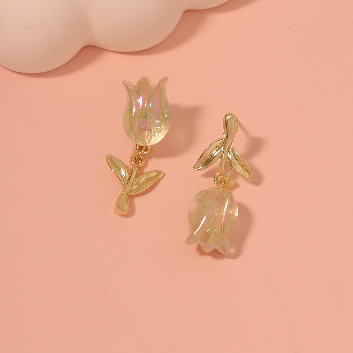 Trendy Korean-Inspired Boutique Floral Alloy Resin Stud Earrings for Women - Versatile, Chic and Perfect for Every Occasion