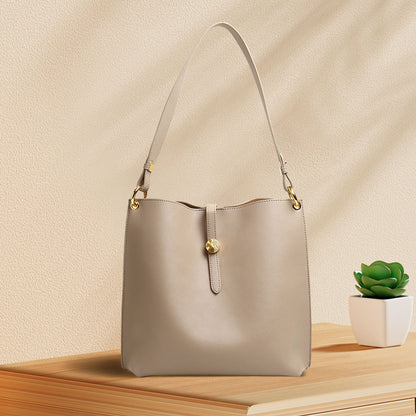 Elegant Women's Autumn Large Capacity Mother and Child Bag Unique Design Genuine Leather Shoulder and Handheld Bucket Bag for Fashion Forward Women