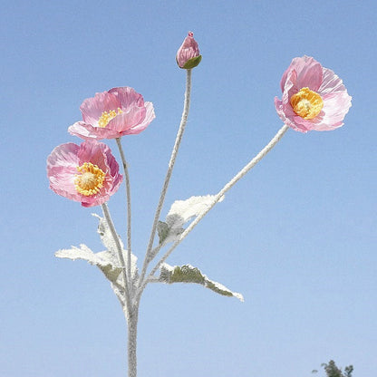 Lifelike 4-Head Faux Flower Mini Poppies – Perfect Decorative Floral Arrangement for Weddings, Home Decor, and Indoor Spaces