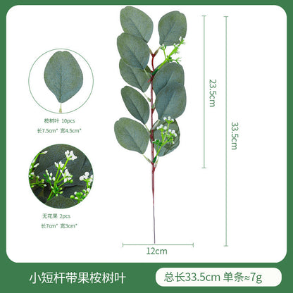 Realistic Faux Eucalyptus Fruit Stem - Short Money Leaf Branch, Perfect for DIY Home Decor and Artificial Plant Arrangements