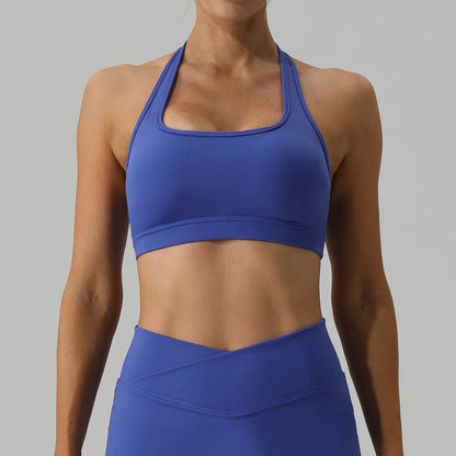 and Breathable Sports Bra with Backless Design for Outdoor Running and Yoga Quick Dry Neck Hanging Fitness Top for Comfort