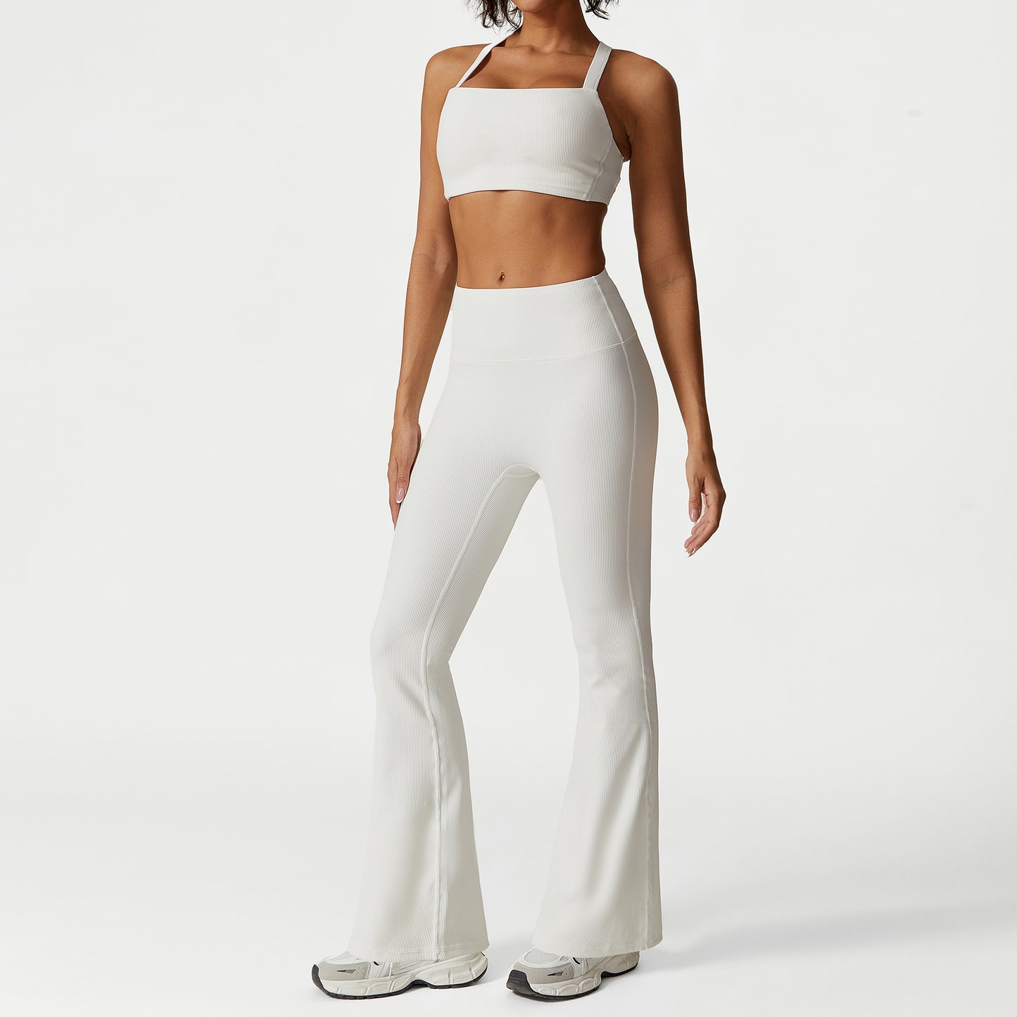 Seamless Support Cross Back Bra and High Waisted Comfort Wide Leg Pants Effortless Style and Comfort for Every Occasion