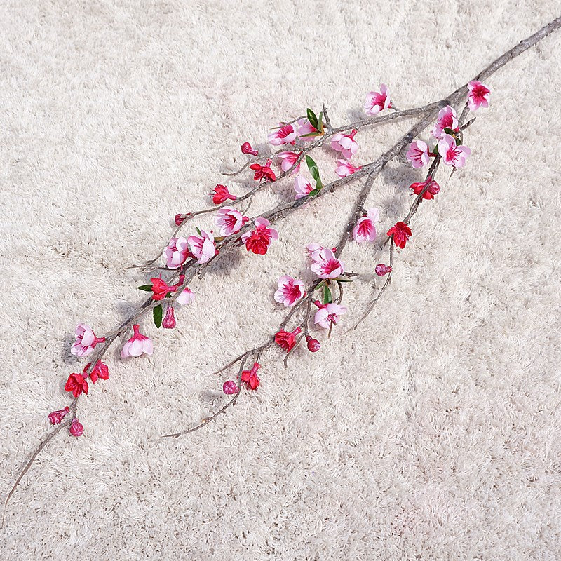 Single Stem 5-Branch Faux Peach Blossom - Stunning Artificial Flowers for Weddings, Home Decor, Hotels, and Event Photography