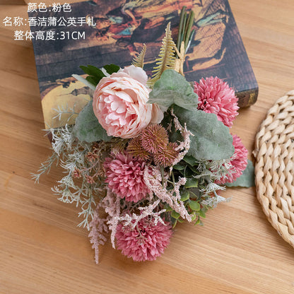 Elegant Dandelion-Inspired Faux Floral Bouquet for Weddings and Home Décor - Charming Wall Art and Handheld Flower Arrangement (CF01403)