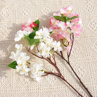 Realistic Cherry Blossom Stem with Leaves - Beautifully Crafted Artificial Flowers for Home Decor, Wedding Decorations, and Event Styling