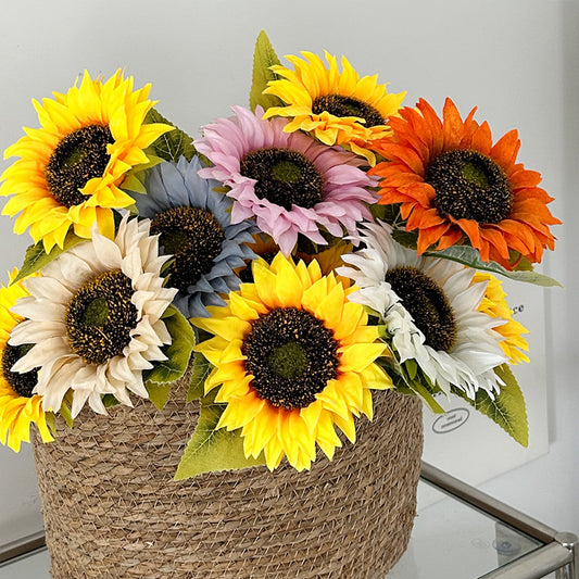 Realistic Sunflower Faux Flowers for Home Décor – Perfect for Living Room, Picnic Props, Photo Backdrops, and Dining Table Centerpieces