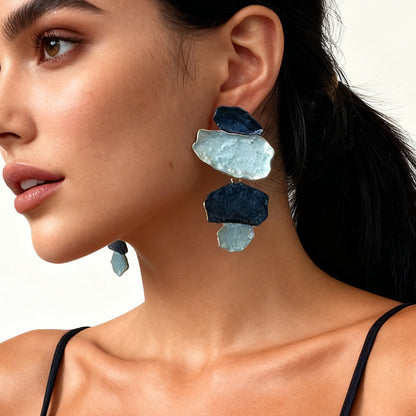 Stylish Minimalist Geometric Alloy Leaf Dangle Earrings – Chic Lightweight Luxury Jewelry for Women