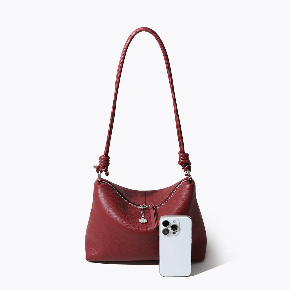 Genuine Leather Drawstring Shoulder Bag for Women Spacious and Crossbody Handbag