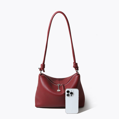 Genuine Leather Drawstring Shoulder Bag for Women Spacious and Crossbody Handbag