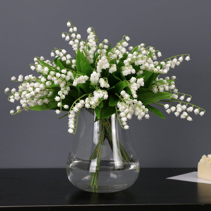 Elegant Nordic-Inspired Artificial Lily of the Valley Bellflower Bouquet - Perfect for Wedding Photography, Home Décor, and Cozy Living Room Arrangements